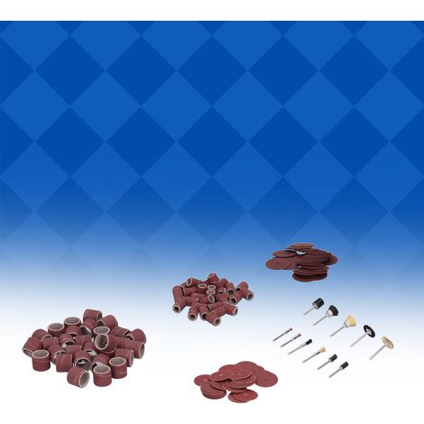 Kit d'accessoires pour tête de meulage (150 pièces), comprenant : anneau d'aspiration des poussières, disque de coupe et brosse. (1/5)