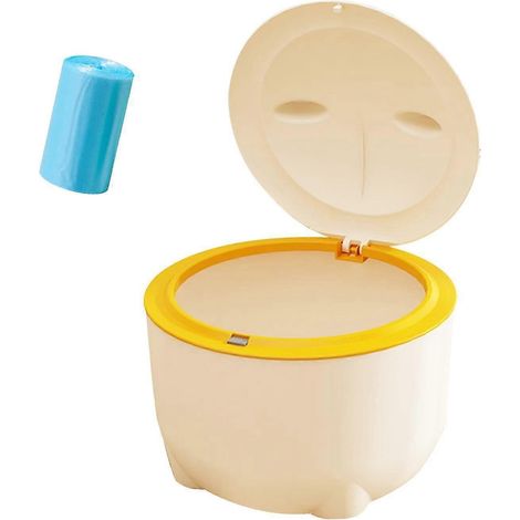 Kompakter Katzenstreu-Mülleimer mit Haube und Müllbeuteln für Kleintiere (Katzen)-Beige Yellow (1/5)