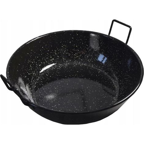 Padella doppia in ferro spazzolato con manici smaltata per fritture 40 cm