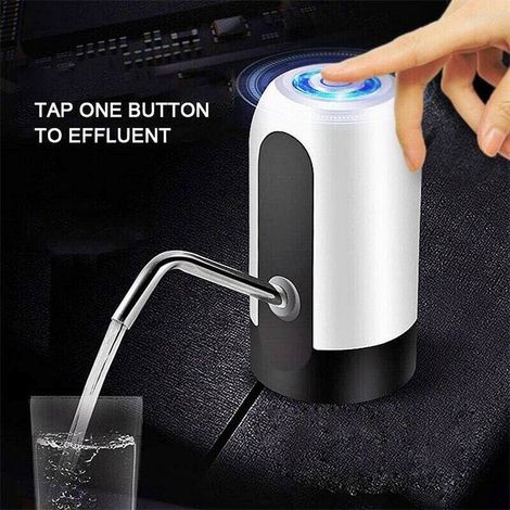 Pompa d'acqua elettrica per bottiglie, dispenser d'acqua automatico ricaricabile tramite USB per ufficio, rimovibile e pratico per bottiglie d'acqua, interruttore universale bianco per bottiglie (1/5)