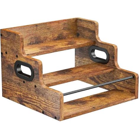 Grand présentoir à bouteilles de vin en bois, casier à vin de comptoir à trois niveaux, présentoir à sirop de café rétro, étagère de rangement pour bar (1/5)