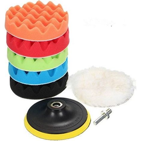 Kit de almohadillas para pulir coches, esponja corrugada de 150 mm, 6 pulgadas, 8 piezas (1/4)