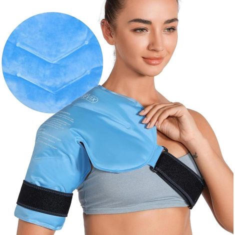 Flexibles Gel Eispack Schulter, Rotatorenmanschette blau, Warm Kalt Kompresse wiederverwendbar (1/5)