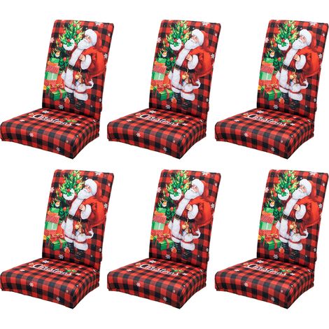 6 dehnbare, abnehmbare und waschbare Stuhlhussen Typ D für Weihnachtsdekorationen in Küche und Esszimmer (1/3)