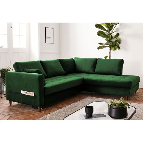 Anna - canapé d'angle droit - 5 places - convertible - en velours