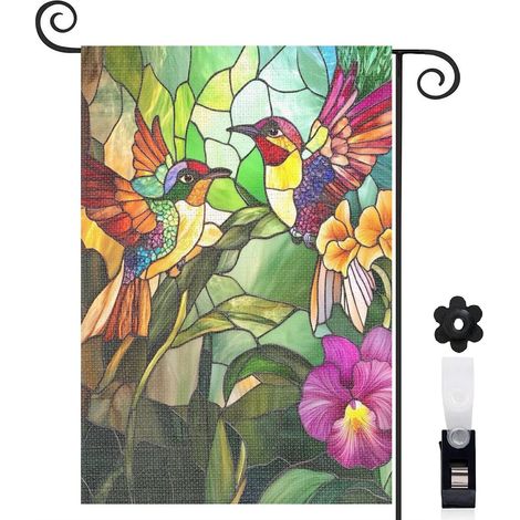 Drapeau de jardin Bienvenue en toile de jute 30 x 45 cm lavable décoration intérieure (1/5)
