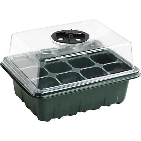 Maceta para semilleros, Kit para semilleros, Maceta para semilleros, Reutilizable, Kit para semilleros de invernadero, Negro, 12 compartimentos (1/5)
