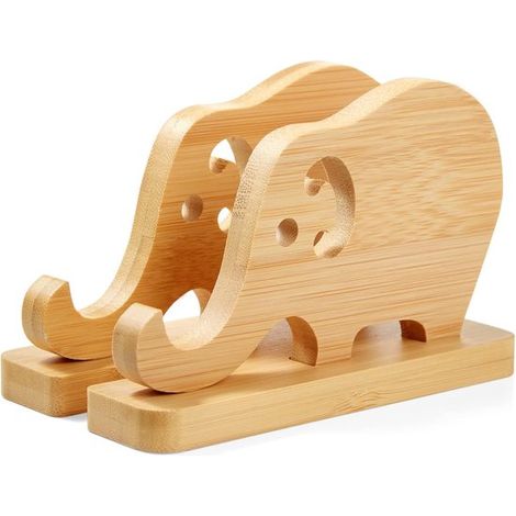 Soporte para teléfono con forma de elefante，ideal para la oficina，con soporte de madera desmontable，compatible con iPhone (1/5)