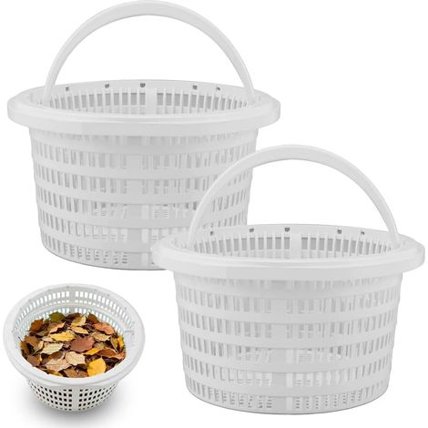 Panier Skimmer Piscine 19 cm,2 Pièces Panier de Remplacement pour Piscine avec Poignée,Grand Paniers Filtrant Piscines Réutilisable,Accessoire de Nettoyage,Nettoyage Efficace Blanc (1/5)