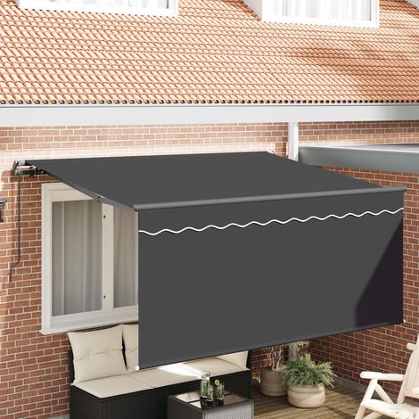 Einziehbare Markise Gestreift Anthrazit 300 x 200 cm Stoff