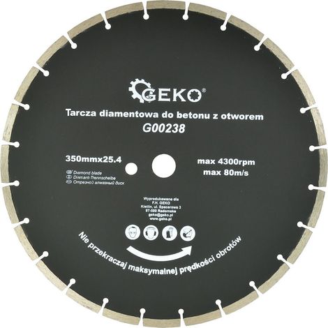 Disco de diamante para hormigón de 350 mm x 25,4 mm con orificio adicional (10) (1/3)