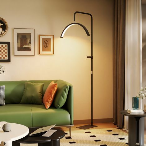 Lampadaire LED en forme de croissant, rotatif à 350°, à intensité variable, 36 W, 7 températures de couleur, noir (1/5)