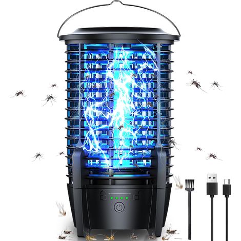 Lampada antizanzare, lampada antizanzare elettrica UV 720° ricaricabile tramite USB con illuminazione a LED, repellente per insetti impermeabile IPX4, raggio d'azione efficace 100 m²