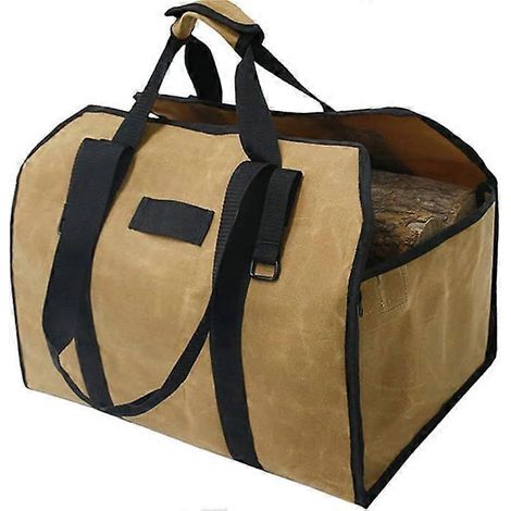 Brennholz-Tragetasche, Kaminholz-Tragetasche aus Canvas, wasserabweisende Brennholz-Tragetasche, faltbares Kaminzubehör, ideal für Holzöfen, Camping, Strand (1/5)