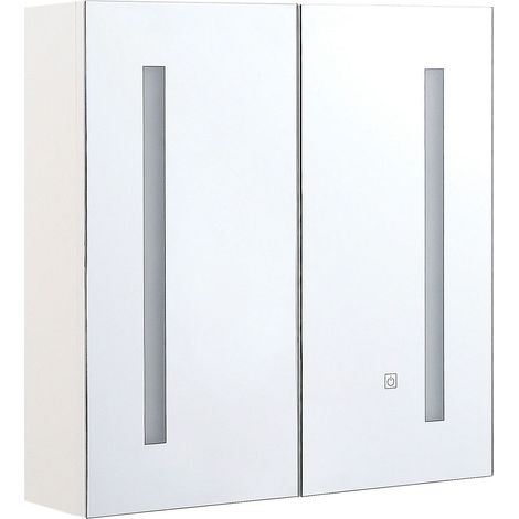 Bad-Spiegelschrank LED CHABUNCO 60 cm 60 cm Weiß