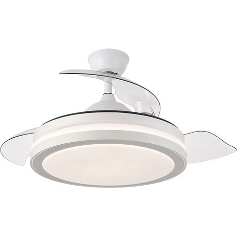 [GEBRAUCHT] FABRILAMP - Ventilator de Einziehbarer Deckenventilator  Motor DC Leise  Integriert LEDLicht LED 3 Töne de Licht  6 Geschwindigkeiten  Fernbedienung  Weiß, Metall