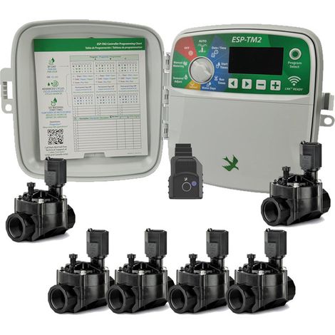 Rain Bird ESP-TM2 6-Zonen-WLAN-Bewässerungsprogrammierer für den Außenbereich  Automatische Gartenbewässerung  6 Magnetventile