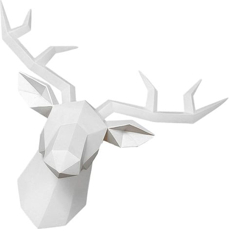 Décoration Murale Tête de Cerf en Résine Blanche Géométrique Ornement Suspendu 3D pour Salon Bureau et Intérieur Moderne Décoration Murale Créative Nordique (1/5)