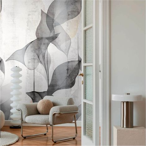 Photo wallpaper wall Profhome 791449 hot embossed non-woven wallpaper slightly textured with floral ornaments matt grey white beige 1,59 m x 2,8 m (1/5)