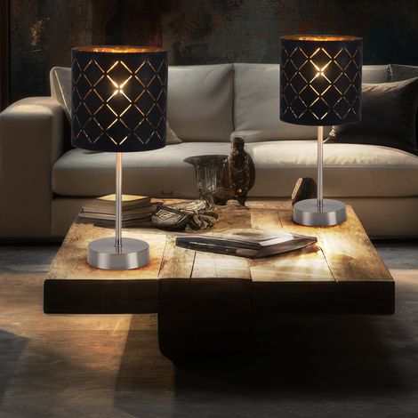 Set di 2 lampade da comodino per camera da letto, luci di lettura oro nero in un set che include lampadine a LED