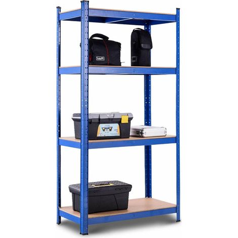 COSTWAY Scaffali per Carichi, Scaffalature a 4 Ripiani, in Metallo e MDF Scaffale, per Garage, Magazzino, Ripostiglio, Portante 520 kg, 40 x 80 x160 cm (Blu)