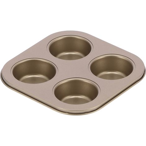 Moule à muffins carré 4 cavités antiadhésif en acier au carbone robuste pour micro-ondes et four - Moule à cupcakes lourd.