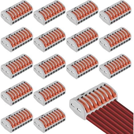 16PCS Connecteurs Électriques Domino 3 Entrées 8 Ports Conducteur Bornier Ressort (1/5)