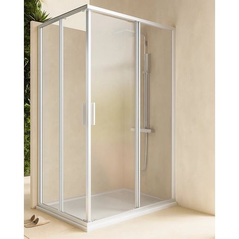 Box doccia 100x120 Rio doppio scorrevole vetro 6 mm trasparente H 195 cromo (1/5)