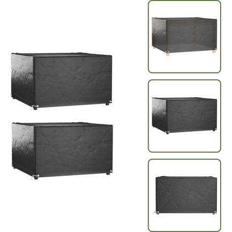 The Living Store Coperture Mobili Giardino 2pz 8 Occhielli 125x125x75cm Quadrate - Protezione per mobili da esterno