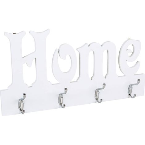 Percha de madera y metal blanca 50x25h cm (1/4)