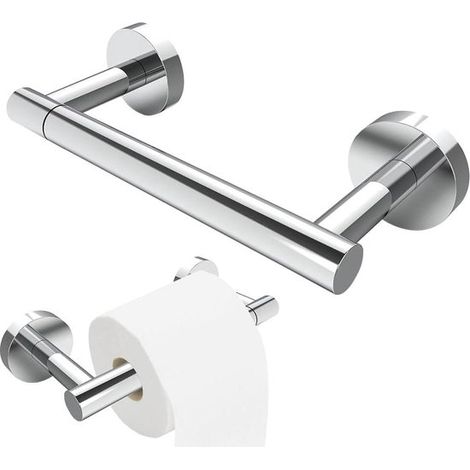 Portarrollos de papel higiénico de doble poste de acero inoxidable - giratorio - cromado - soporte para papel higiénico - inodoro doméstico. (1/5)