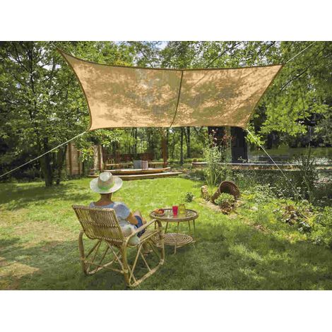 Voile d'ombrage rectangulaire en jute naturel 3 x 2 m – Densité 300 g/m² – Protection solaire légère – Installation facile avec ceinture de renfort – Jardiline