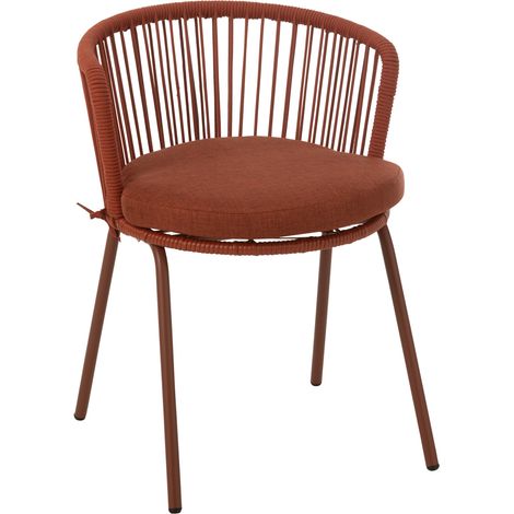 Chaise extérieure design en acier et corde Terracotta 56x57x75 cm (1/3)