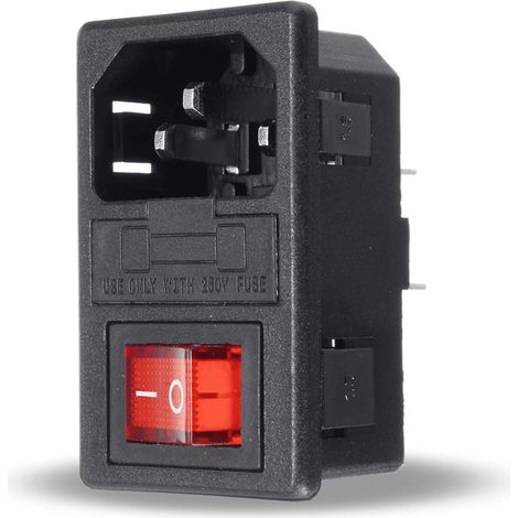 Conector alimentacion C14 AC con fusible hembra sin marco Negro 10 A (1/4)