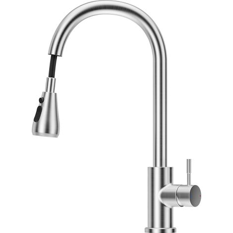 Pull-down kitchen faucet, 360° rotating kitchen faucet, 3-mode stainless steel faucet, easy to install in the kitchen (1/5)