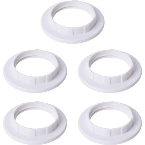 Lot de 5 anneaux réducteurs E14 pour abat-jour – Adaptateurs en plastique blanc – Compatible avec plaques de conversion (1/4)