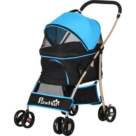 Passeggino convertible pour chien en acier et poliester avec 2 guinzagli e cuscino, 82x49,5x98 cm