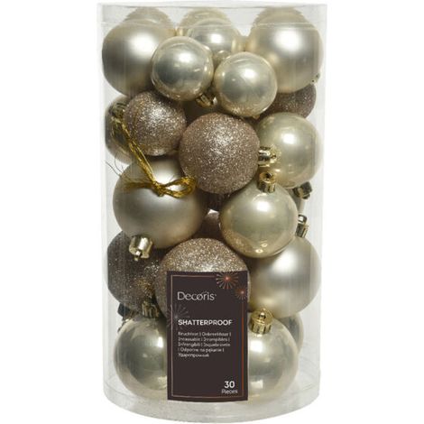 Décoris Boules de Noël 30 Pièces Mix Perle Brillant Mat Pailleté 40-60 mm (1/3)