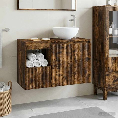vidaXL Bathroom Furniture Set 2 pcs Smoked Oak Engineered Wood (1/5)