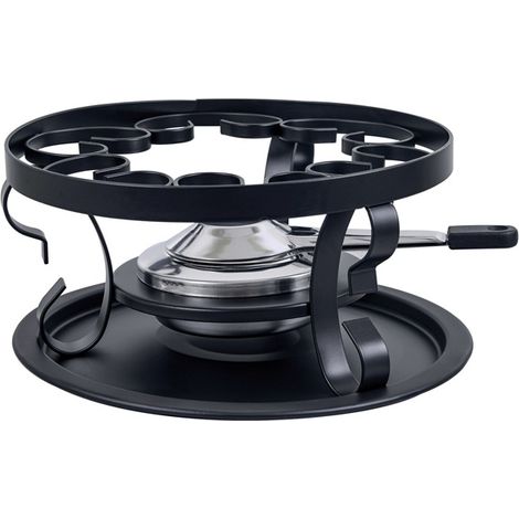 Réchaud à fondue noir luxe 21 cm – Brûleur inox avec embout isolant – Pour 6 personnes – 1234242