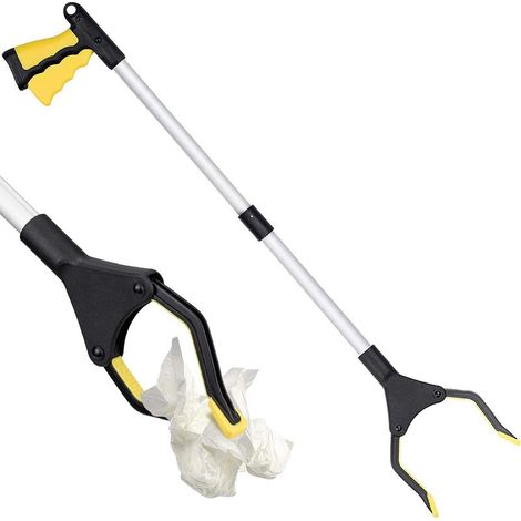 Outils de Ramassage 32", Pince Télescopique Outil d'Aide Handicapé Pince de Préhension en Aluminium pour Ramassage des Déchets, Ramasse-litière,Jaune (1/5)