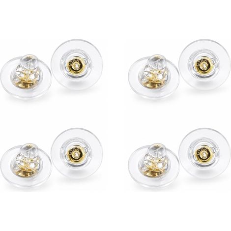 4 Paires Bouchons Silicone Dorés – Fermoirs Métalliques Transparents pour Boucles d‘Oreilles, Accessoires Doux anti-Perte, Anti-dérapant (1/5)
