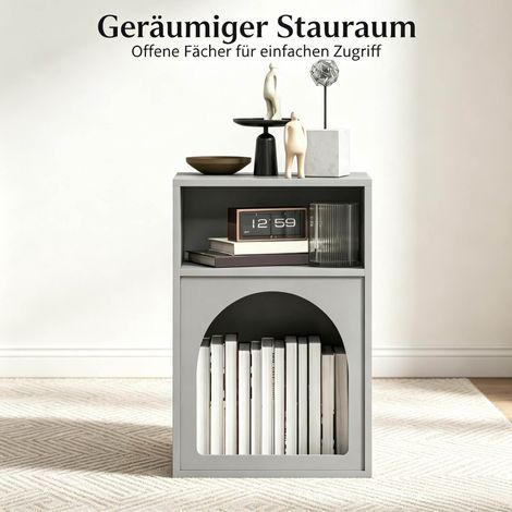 Set de 2 tables de chevet 40x30x60 cm MDF gris, rangements ouverts pour petits espaces (1/5)