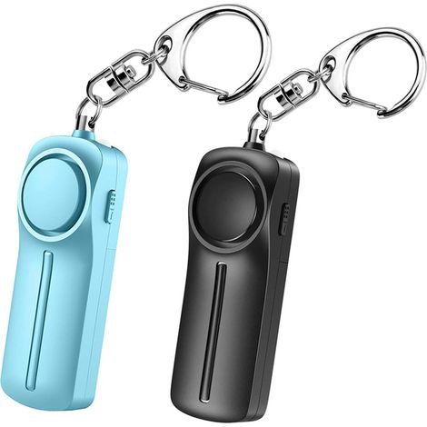 Lot de 2 alarmes porte-clés d'autodéfense de 130 dB avec lumière LED pour alarme de sécurité d'urgence (1/5)