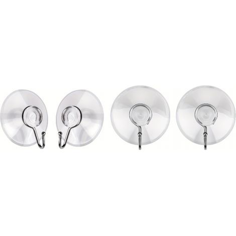 Lntyq Lot de 4 ventouses avec crochets - Transparent - Pour fenêtre, salle de bain et cuisine - Idéal pour la décoration de fenêtre, les guirlandes lumineuses et comme porte-serviettes - 45 mm (1/5)