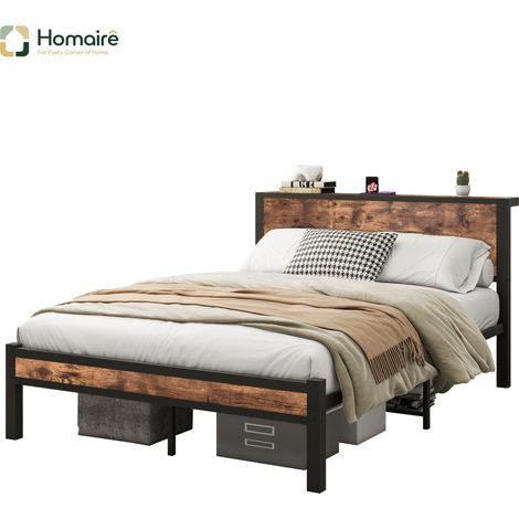 Braunes Bett im Holz- und Metalldekor 208 x 140 x 90 cm HOMAIRE (1/5)