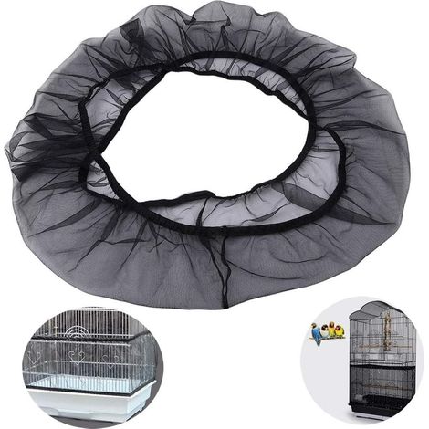 Black stretchy bird cage net cover, parrot protective mesh, size L