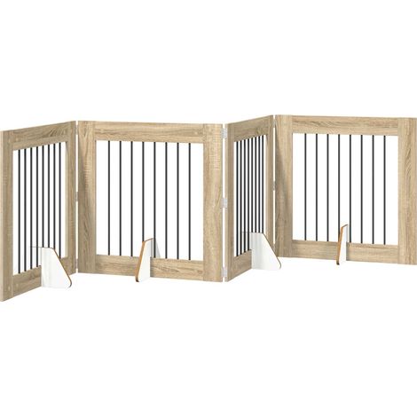 vidaXL Cancello per cani pieghevole con supporti 4 pz Rovere