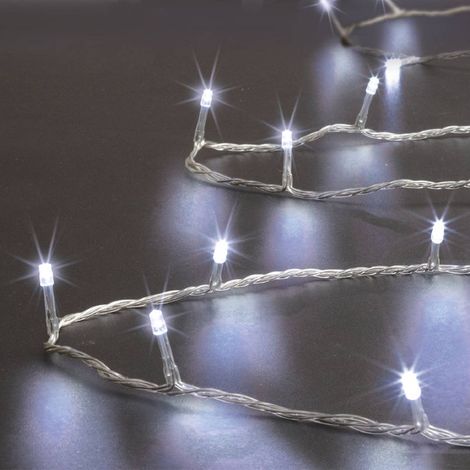 100 LED 10m luce decorativa con timer bianco freddo per esterni filo trasparente - Feeric lights & christmas