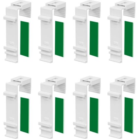 Support De Serrage Long - Pour Store Double - Fixation Sans Perçage Par Colle - Compatible Fenêtre PVC Et Porte De Balcon - Lot De 8 (1/5)